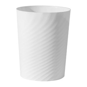 Plastic Small Trash Can Wastebasket, Garbage Container Basket for Bathrooms, Laundry Room, Kitchens, Offices, Kids Rooms, Dorms (White, 1.8 Gallon)