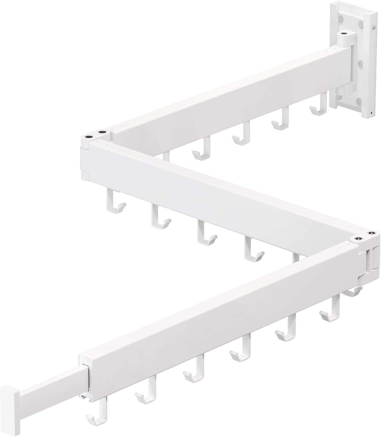 Wall-Mounted Clothes Drying Rack, Laundry Space Saver, Retractable Collapsible Tri-Fold Design (White)