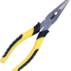8-Inch Needle Nose Pliers with Wire Cutter, Heavy-Duty Chrome Vanadium Steel, Large Soft Grip, Precision Long Nose Cutting Pliers