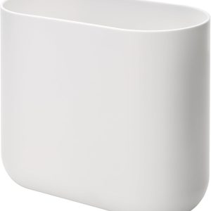 Small Slim Plastic Bathroom Trash Can for Bedroom, Office, Desk, Dorm (White)