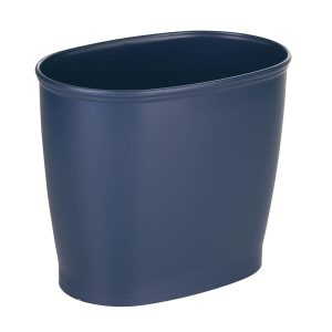 Slim Plastic Bathroom Trash Can for Bedroom, Office, Desk, Dorm (Navy Blue)