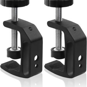 Universal C-Clamp with 1/4 and 3/8 Thread Hole for Desktop Mount Holder for LCD Monitor, Desks, Carts, Benches, Worktables (2-Pack)