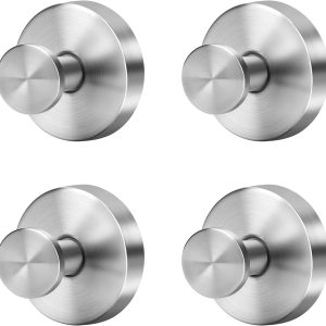 Suction Cup Hooks for Shower, Waterproof No-Drill Stainless Steel Towel Hooks for Bathroom Wall, Kitchen, Glass, Mirror, Tile, Ideal for Hanging Towels, Robes, Loofahs (4-Pack, Silver)