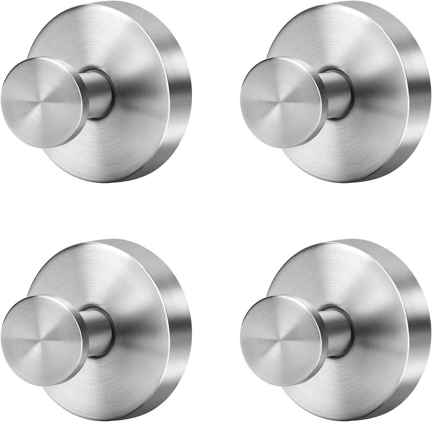 Suction Cup Hooks for Shower, Waterproof No-Drill Stainless Steel Towel Hooks for Bathroom Wall, Kitchen, Glass, Mirror, Tile, Ideal for Hanging Towels, Robes, Loofahs (4-Pack, Silver)