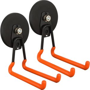 Super Strong Magnetic Hooks, 40 lbs Anti-Scratch Large Garage Hooks for Hanging, 2-Pack Heavy Duty for Organizing Tools, Trailer Cord, Garden Tool Box