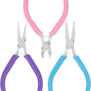 3-Piece Jewelry Making Pliers Set with Needle Nose, Chain Nose, Round Nose Pliers, and Wire Cutter for Jewelry Repair, Wire Wrapping, and Crafts