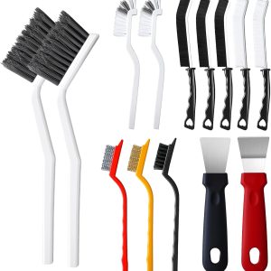 14-Piece Crevice Cleaning Brush Set, V-Shape Grout Cleaner Brush for Deep Cleaning Gaps, Hard Bristle Scrub Brushes for Bathroom, Kitchen, Toilet, Window, and Household Use