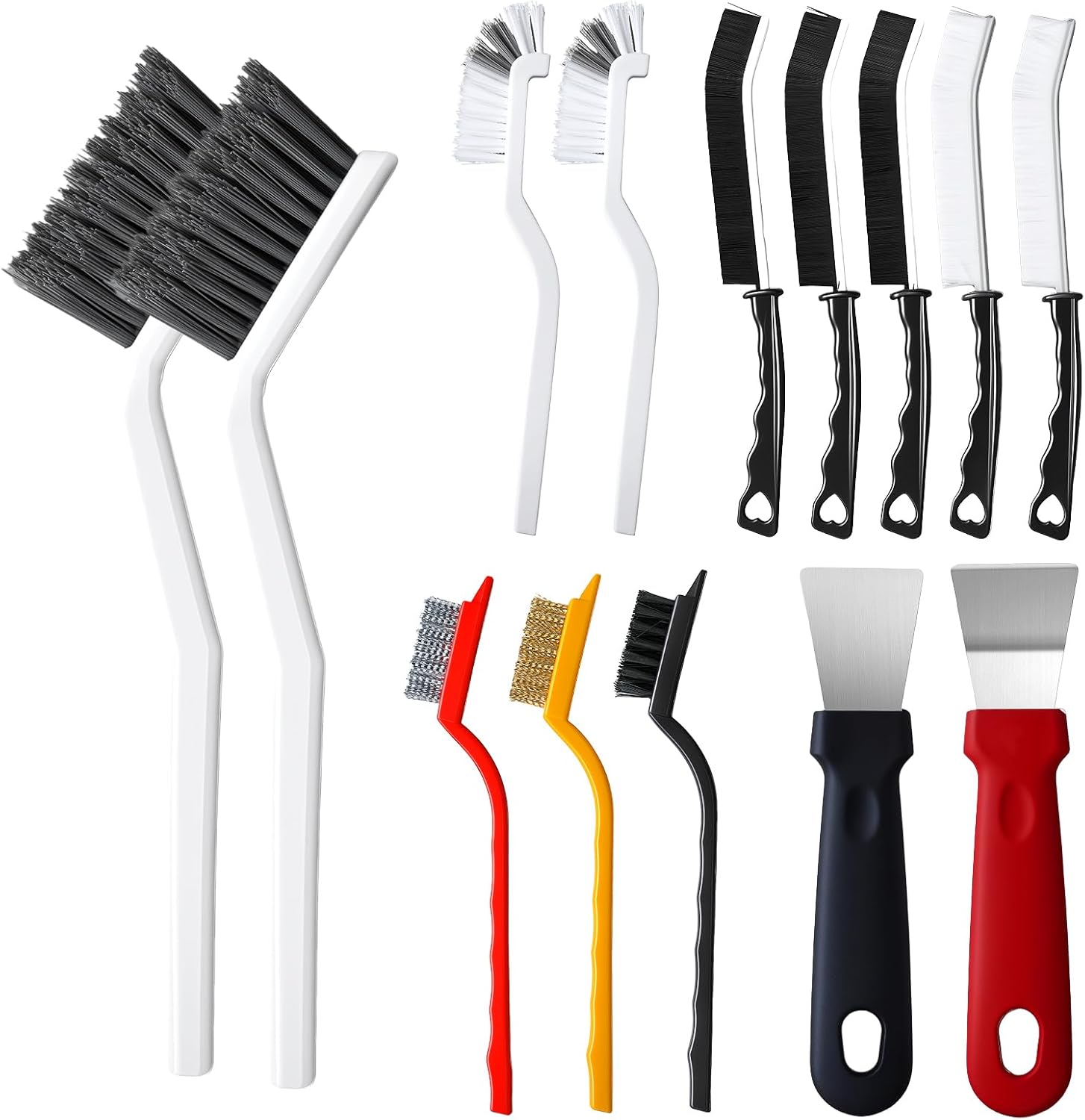 14-Piece Crevice Cleaning Brush Set, V-Shape Grout Cleaner Brush for Deep Cleaning Gaps, Hard Bristle Scrub Brushes for Bathroom, Kitchen, Toilet, Window, and Household Use