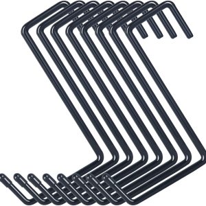 Heavy Duty Vinyl Coated Hooks for Hanging and Organizing, 8-Pack Large Ladder Hooks, Garage Bike and Tool Hanger (Black)