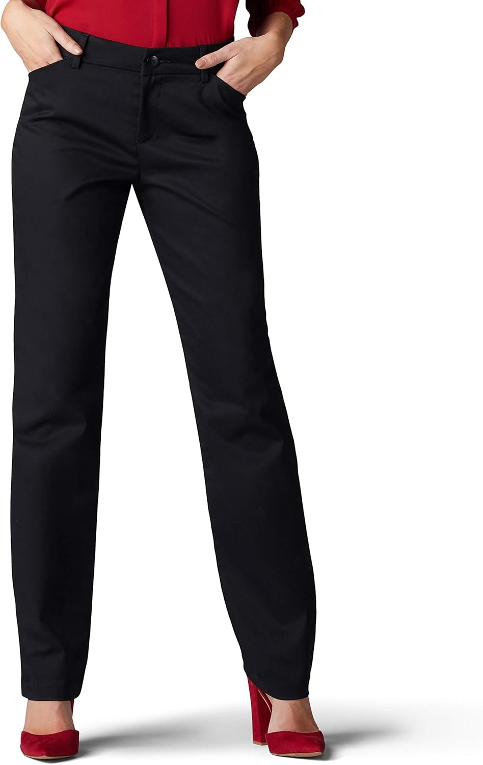 71qQHk-z-bL._AC_SL1500_.jpg Women Wrinkle Free Relaxed Fit Straight Leg Pant - Image 1