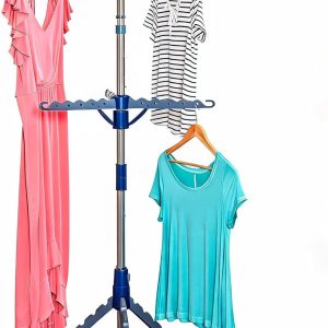 2-Tier 73-Inch Collapsible Tripod Drying Rack, Heavy-Duty Chrome Steel Laundry Stand, Holds 30 Garments, Portable Foldable for Indoor & Outdoor Use