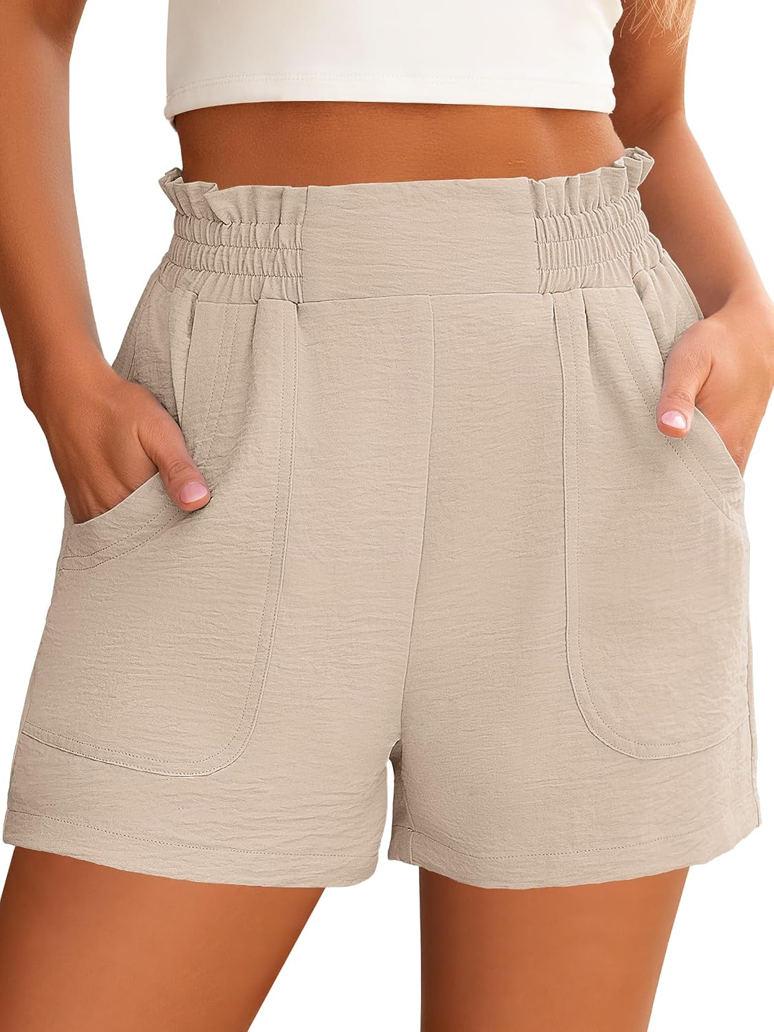 814VQ7PStiL._AC_SL1500_.jpg Shorts for Women Summer Casual Elastic High Waisted Wide Leg Cute Dressy Vacation Beach Clothes - Image 1