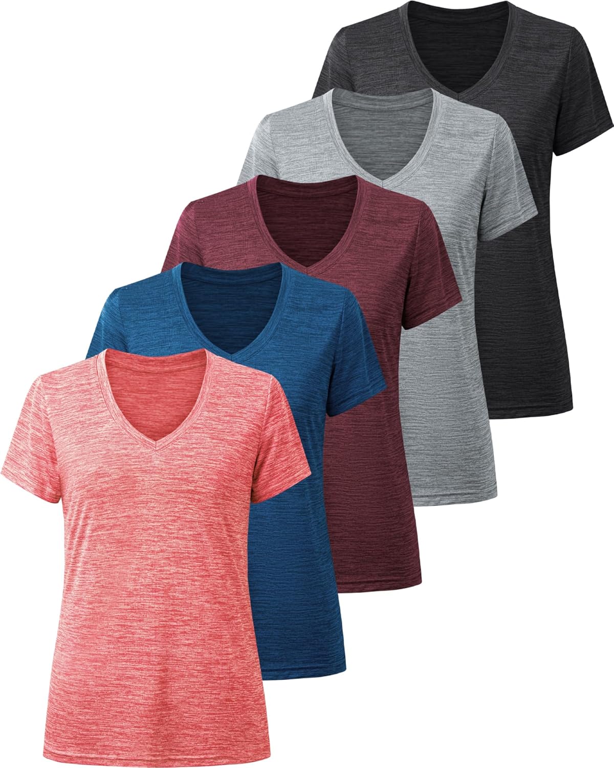 81BKFXX53bL._AC_SL1500_.jpg Workout Shirts for Women, Moisture Wicking Quick Dry Active Athletic Women Gym Performance T Shirts - Image 1