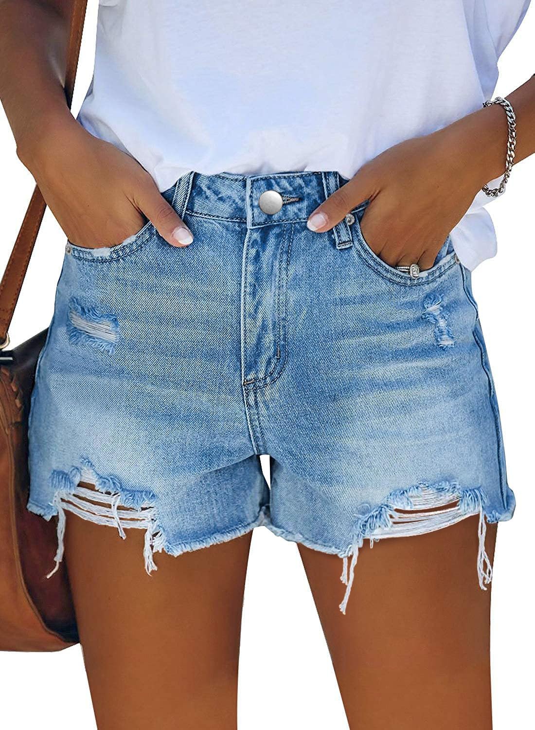 81Bg9ZjBn0L._AC_SL1500_.jpg Denim Shorts for Women Distressed Jean Shorts Ripped Summer Hot Short - Image 1