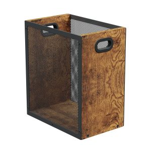 Small Trash Can, Retro Garbage Can with Handle, Iron and Wood Combination, Industrial Style Wastebasket Bin for Bathroom, Laundry Room, Kitchen, Office, Dorm (2.2 Gallon)